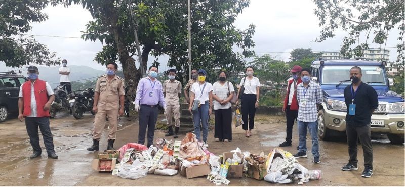 A part of the National Tobacco Control Programmes (NTCP), enforcement drive against the sale of tobacco and other related products was held in Mon Town on July 21. The drive was led by administrations, medical, police and civil societies. (DIPR Photo)